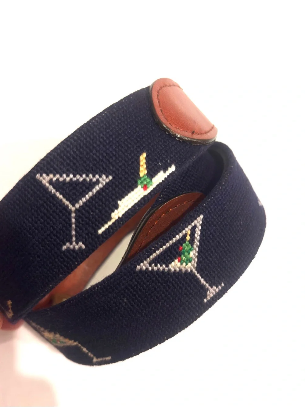 Smathers & Branson Men Needlepoint Hand-stitched Belt 34